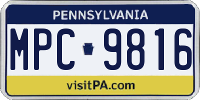 PA license plate MPC9816