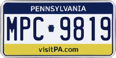 PA license plate MPC9819