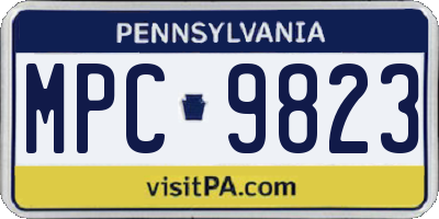 PA license plate MPC9823
