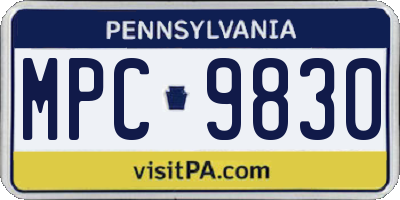 PA license plate MPC9830