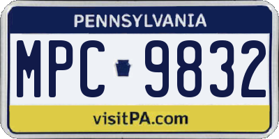 PA license plate MPC9832