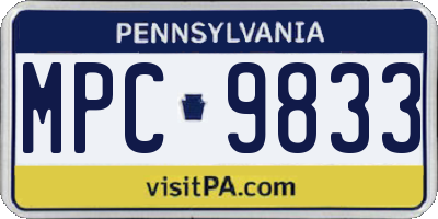 PA license plate MPC9833