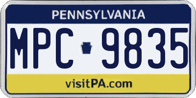 PA license plate MPC9835