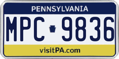 PA license plate MPC9836