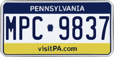PA license plate MPC9837
