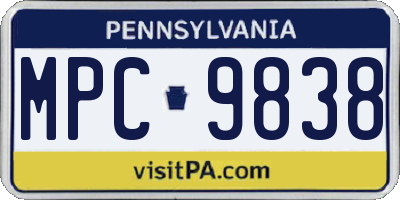 PA license plate MPC9838