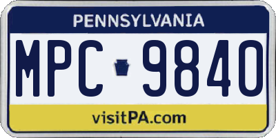 PA license plate MPC9840
