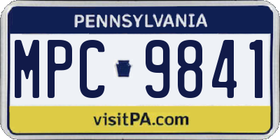PA license plate MPC9841