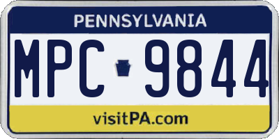 PA license plate MPC9844
