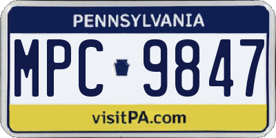 PA license plate MPC9847