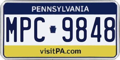 PA license plate MPC9848