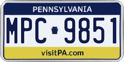 PA license plate MPC9851