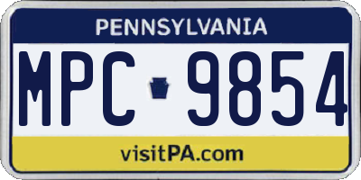 PA license plate MPC9854