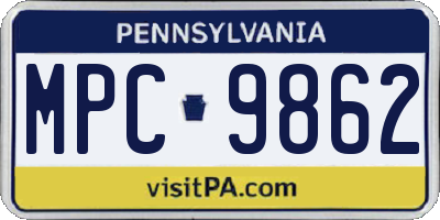 PA license plate MPC9862
