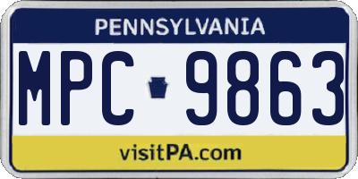 PA license plate MPC9863