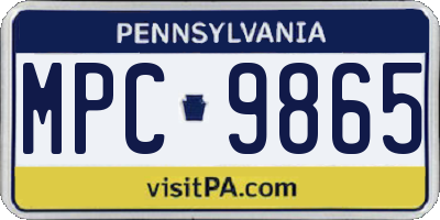 PA license plate MPC9865