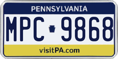 PA license plate MPC9868