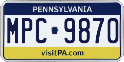 PA license plate MPC9870