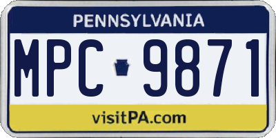 PA license plate MPC9871