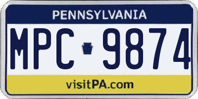 PA license plate MPC9874