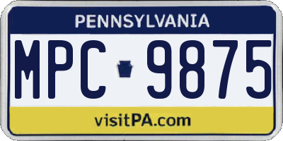 PA license plate MPC9875