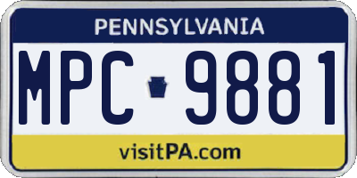 PA license plate MPC9881
