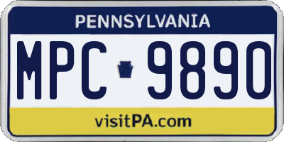 PA license plate MPC9890