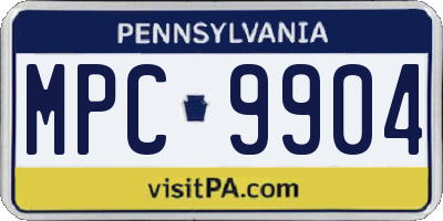 PA license plate MPC9904