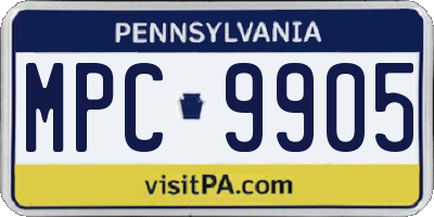 PA license plate MPC9905
