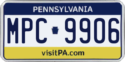 PA license plate MPC9906