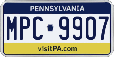 PA license plate MPC9907