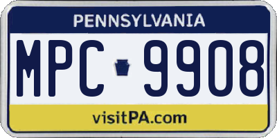 PA license plate MPC9908