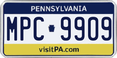 PA license plate MPC9909