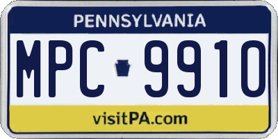 PA license plate MPC9910