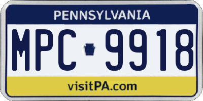 PA license plate MPC9918