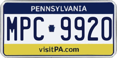PA license plate MPC9920