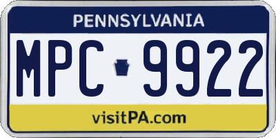 PA license plate MPC9922