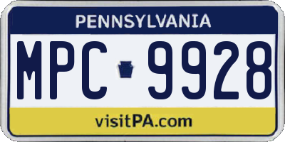 PA license plate MPC9928