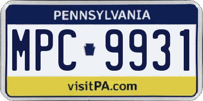 PA license plate MPC9931