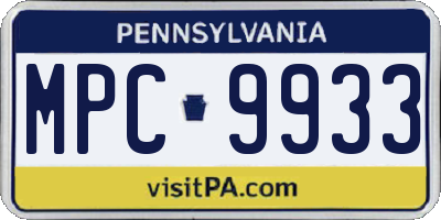 PA license plate MPC9933
