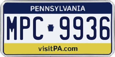PA license plate MPC9936