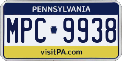 PA license plate MPC9938