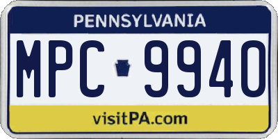 PA license plate MPC9940