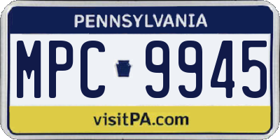 PA license plate MPC9945