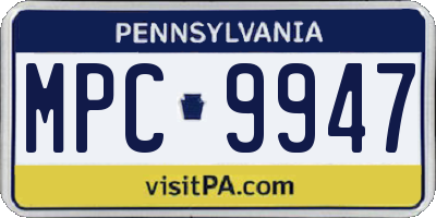 PA license plate MPC9947