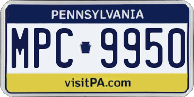 PA license plate MPC9950
