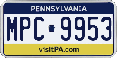 PA license plate MPC9953