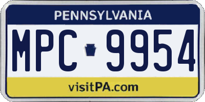 PA license plate MPC9954
