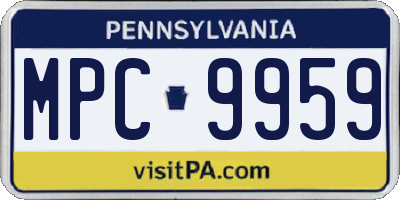 PA license plate MPC9959