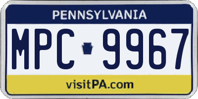 PA license plate MPC9967